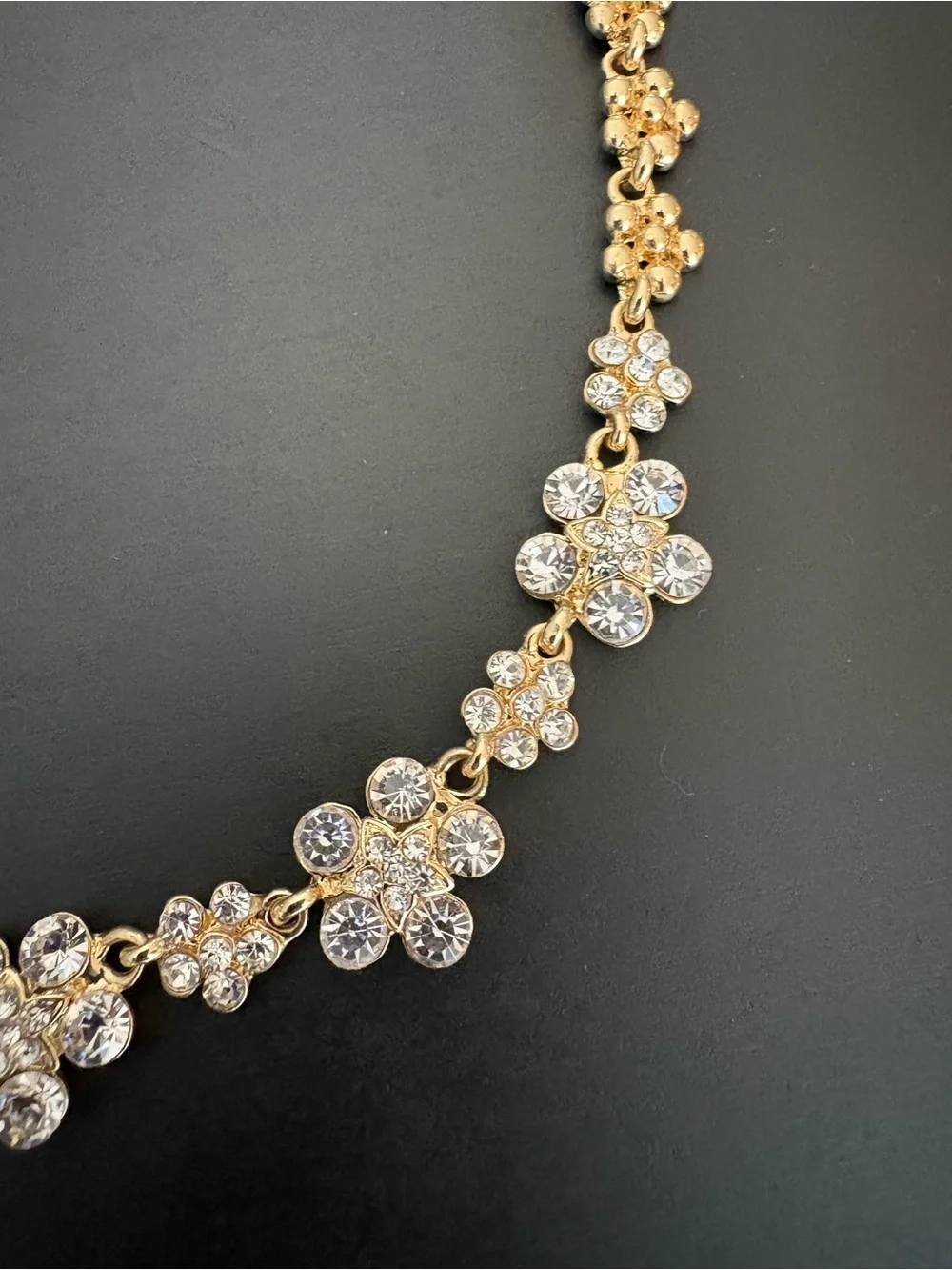 Amrita Singh Floral Clear Stone Statement Necklace with Gold Tone